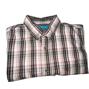 Wrangler Men's Casual Plaid Shirt - Black, White, Red